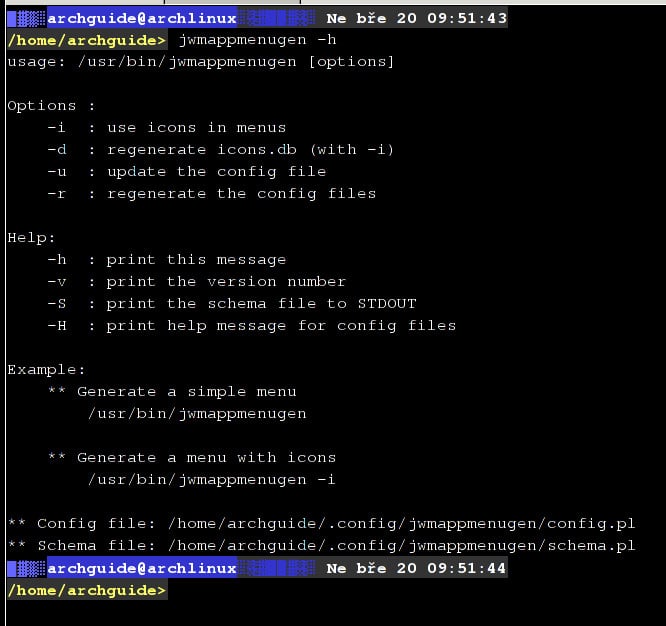 Arch: konfigurace hlavního menu JWM