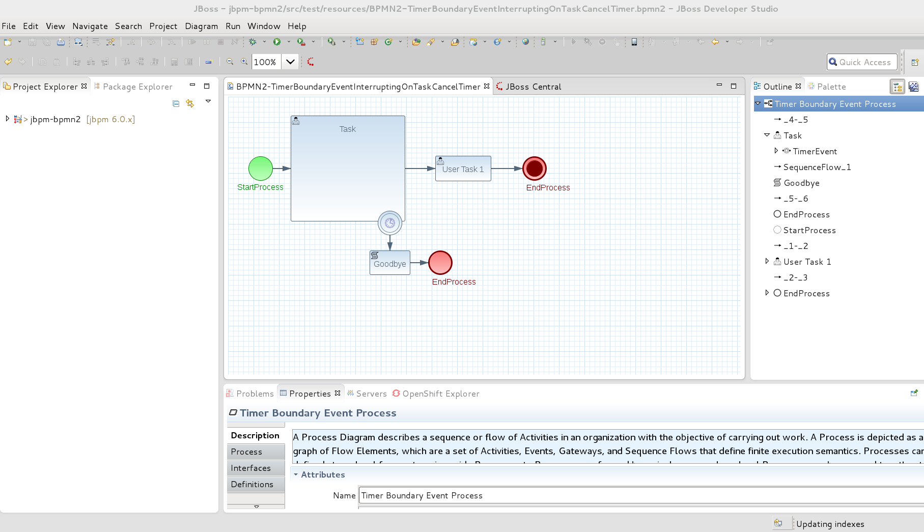 BPMN2 Modeler. Procesy lze navrhovat také v Jboss Developer Studiu nebo prostředí Eclipse, není nutné používat Business Central.