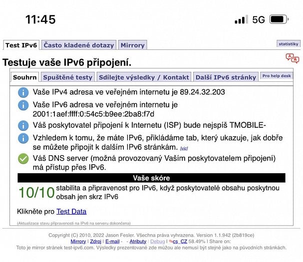 IPv6 v mobilní síti T-Mobile - i dnes je funkční konfigurace z mobilního trialu v roce 2015