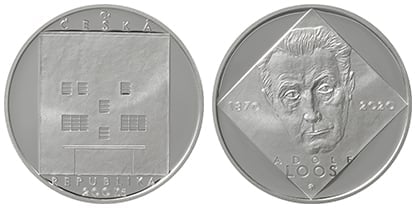 Pamětní 200Kč stříbrná mince ke 150. výročí narození Adolfa Loose. V prodeji od 2. 12. 2020.