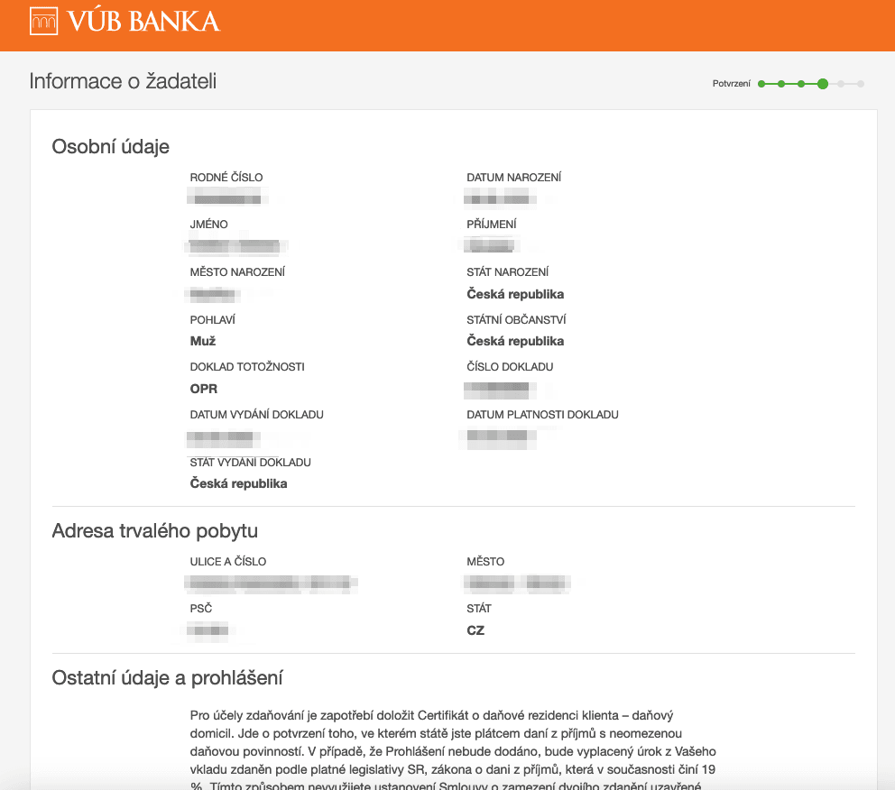 Proces založení finančního produktu "Spořicí účet bez limitů" od Všeobecné úverové banky (15. 11. 2022)