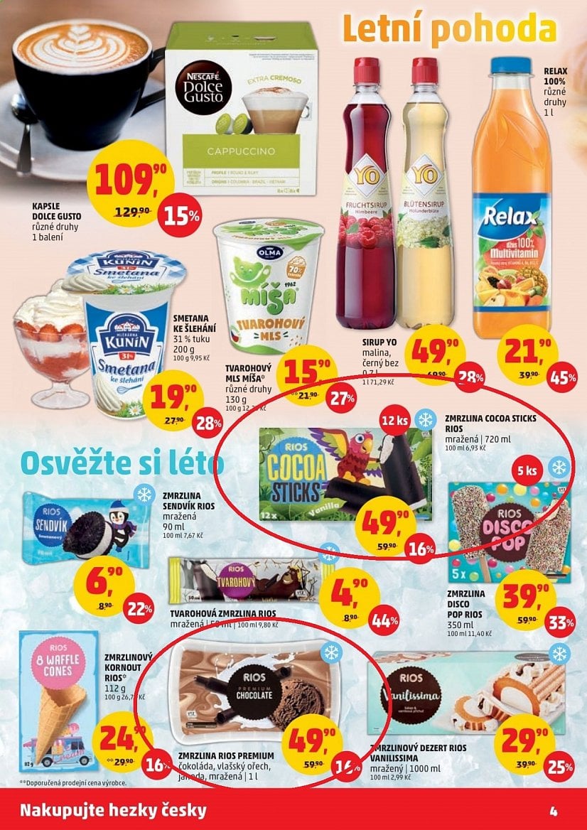 Loňské a letošní letáky se zmrzlinou