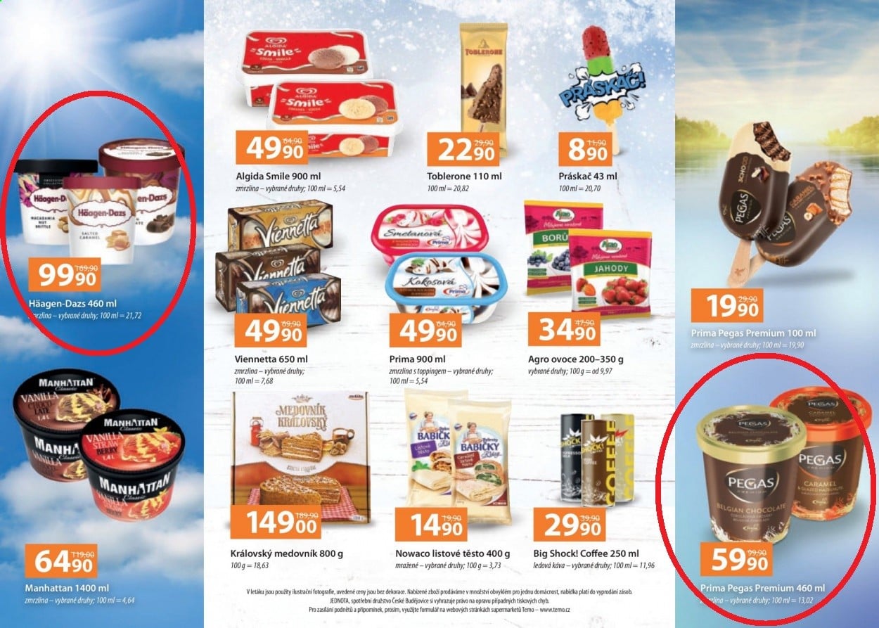 Loňské a letošní letáky se zmrzlinou