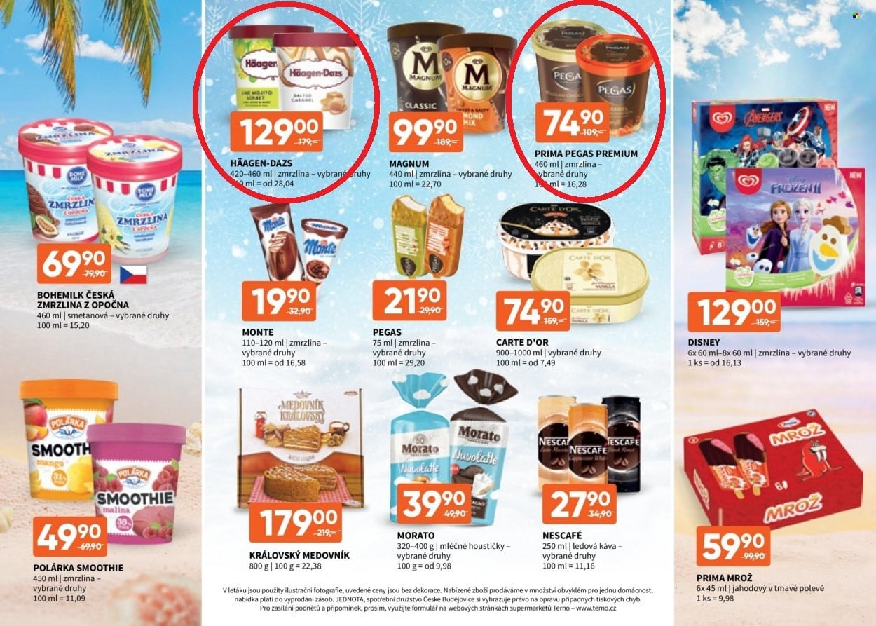 Loňské a letošní letáky se zmrzlinou
