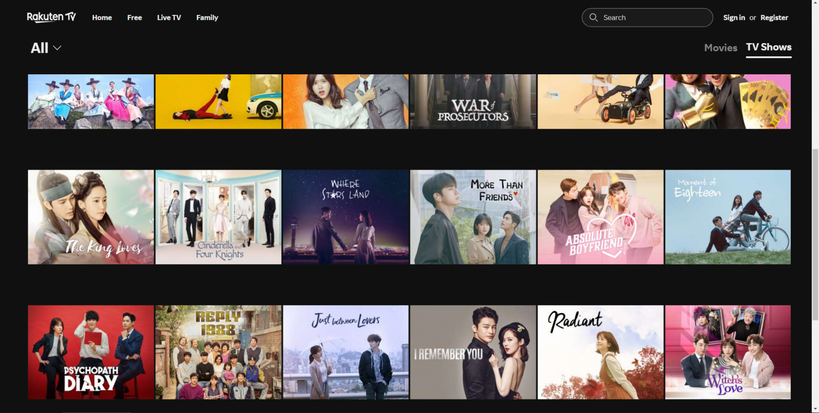 Vyhledávání a třídění na Rakuten TV