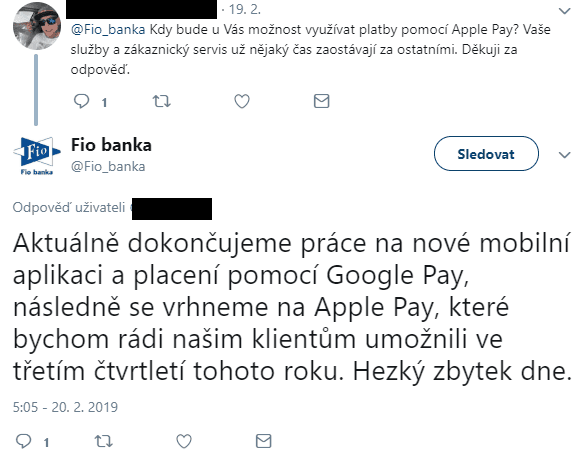 Klienti bank se na sociálních sítí ptají po spuštění Apple Pay