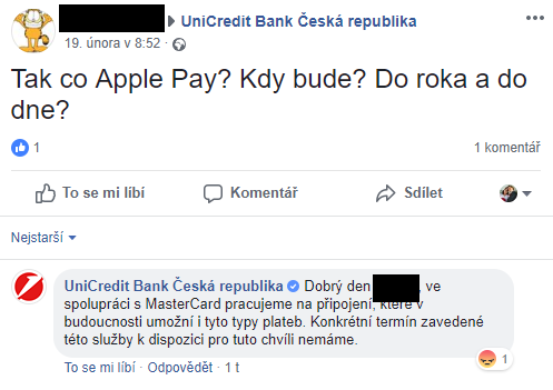 Klienti bank se na sociálních sítí ptají po spuštění Apple Pay