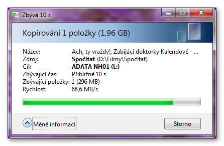 ADATA NH01 500 GB - Kopírování na flash disk