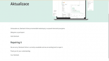 Nefunkční internetové bankovnictví Sberbank CZ (25. 2. 2022)