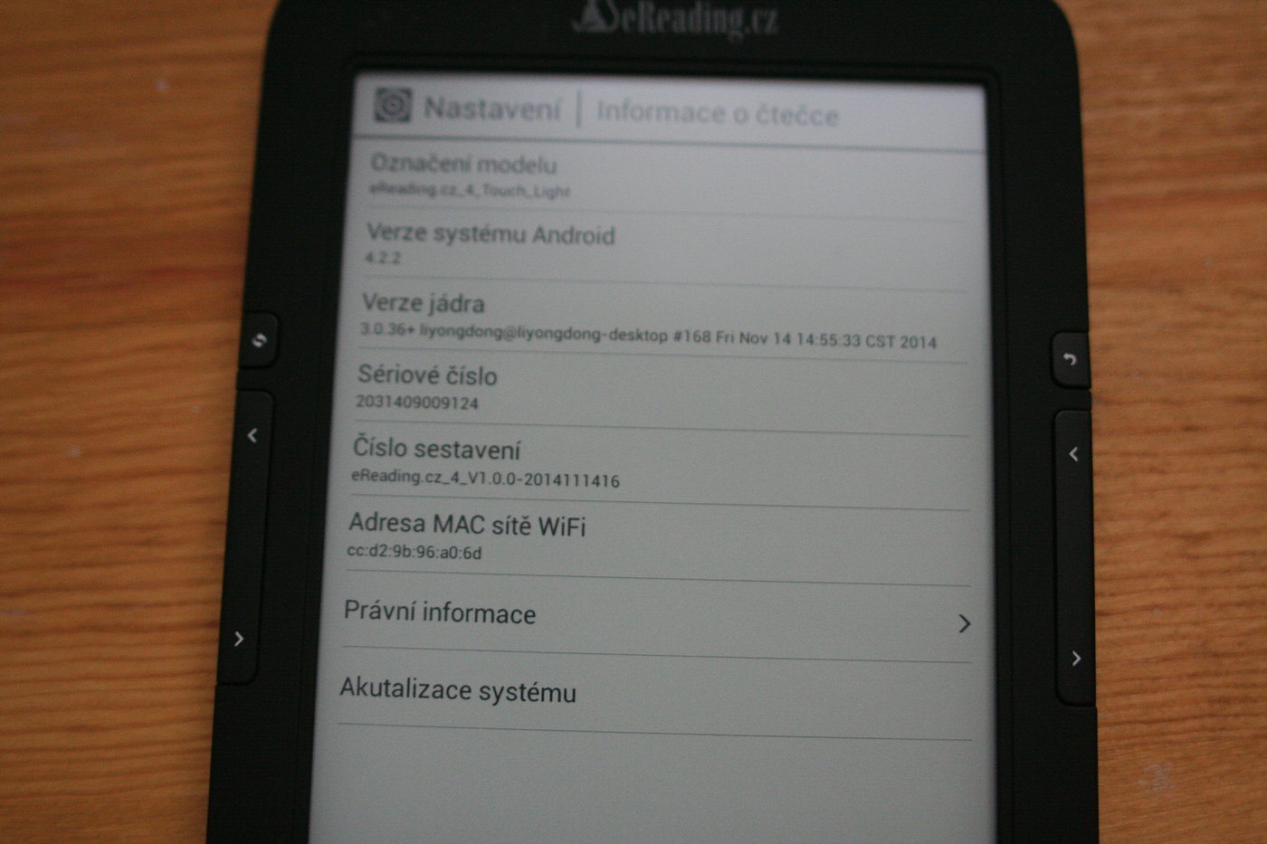 Z hlediska Androidu žádná změna, jen číslo sestavení je vyšší.