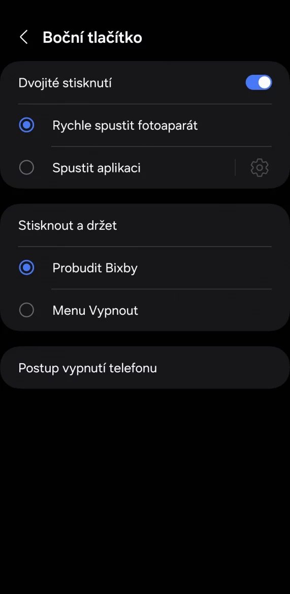 Přizpůsobení chování bočního tlačítka