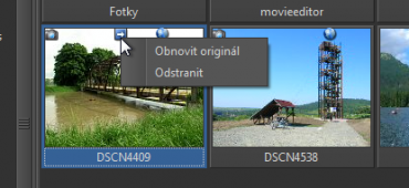 Indikace možnosti obnovení originálu fotografie