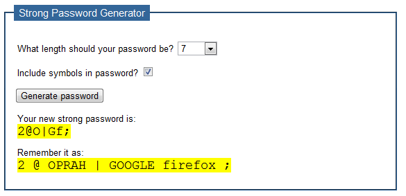 Strong Password Generator