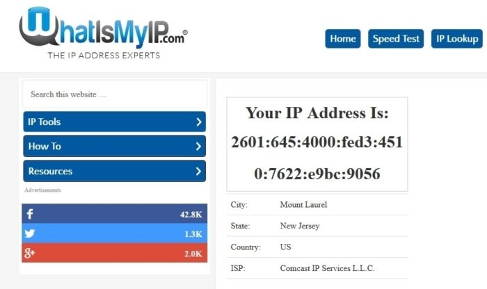 Pokud doma navštívíte internetovou stránku whatismyip.com, zjistíte, jakou veřejnou IP adresu používáte pro připojení vaší domácnosti k Internetu