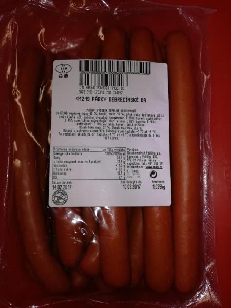 Výrobna Masokombinát Polička, Kamenec u Poličky: Debrecínské párky - ve výrobku byla zjištěna přítomnost patogenní bakterie Listeria monocytogenes. Tato bakterie způsobuje onemocnění zvané listerióza.