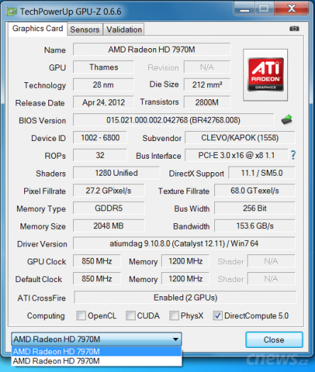 Radeon HD 7970M a GeForce GTX 680M, CrossFireX a SLI – test