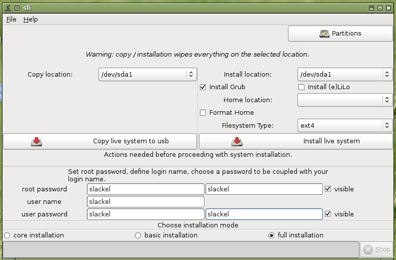 Slackel Live - instalace