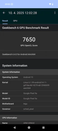 Google Pixel 9a - výkon