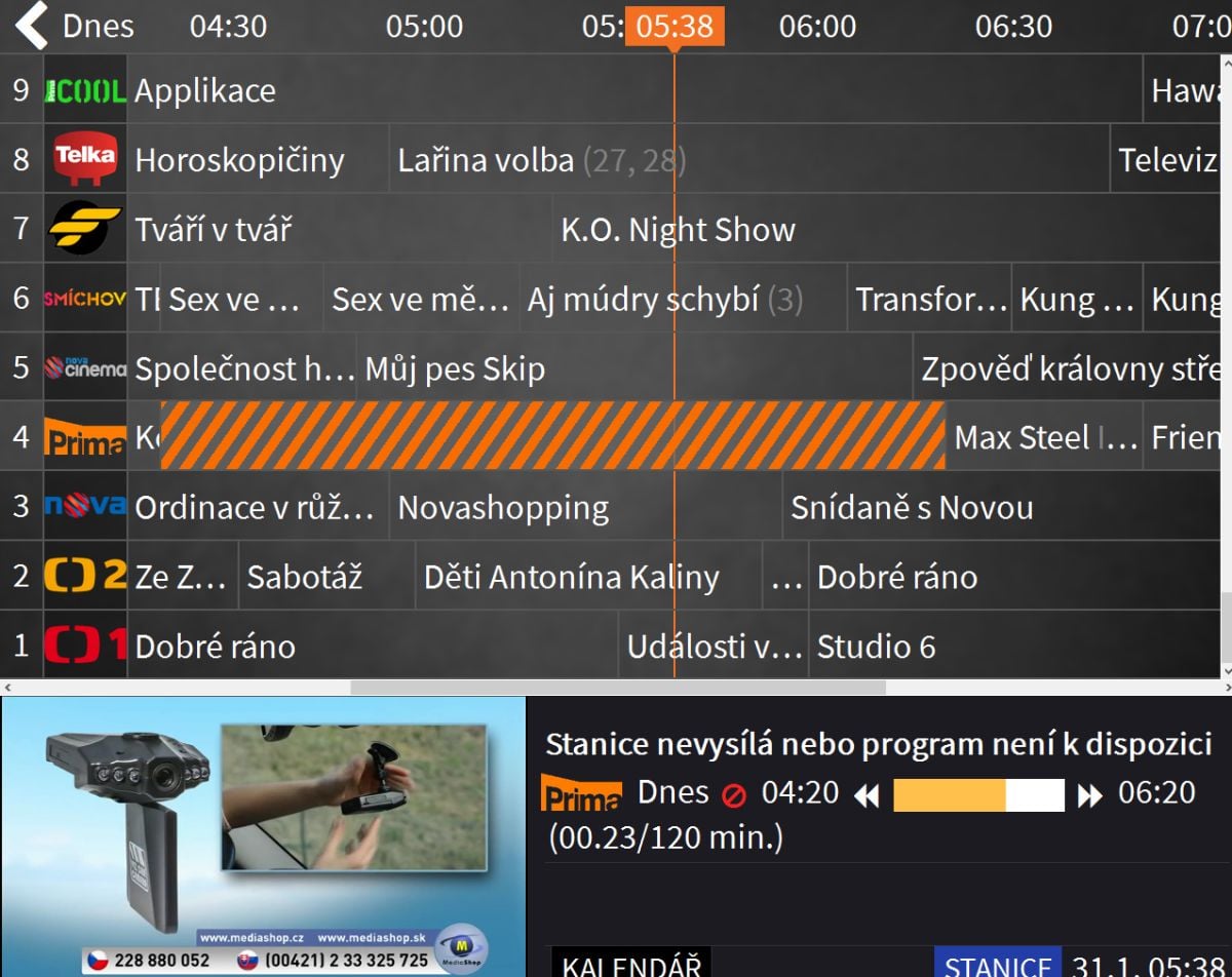 Pokud zmizí ikony, nebo se v EPG pořad neobjeví, aplikace spolehlivě vydávala hlášení, že stanice buď nevysílá, nebo pro ni není k dispozici programová nabídka.