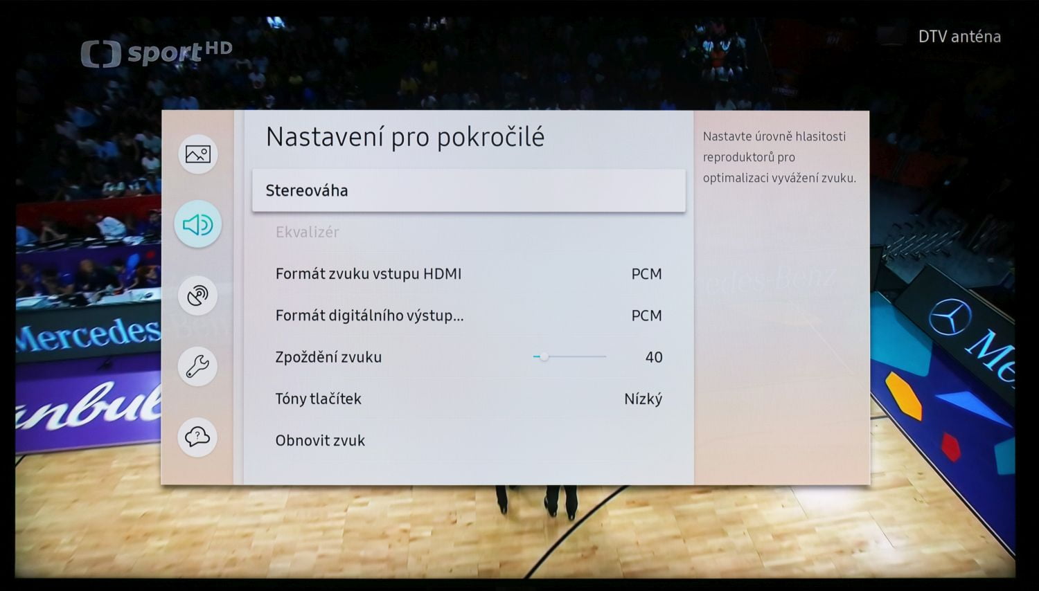 Samsung QE49Q7F - menu nastavení
