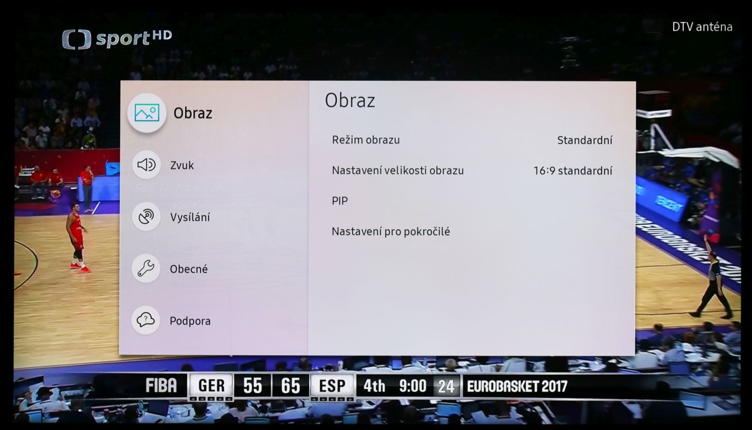 Samsung QE49Q7F - menu nastavení