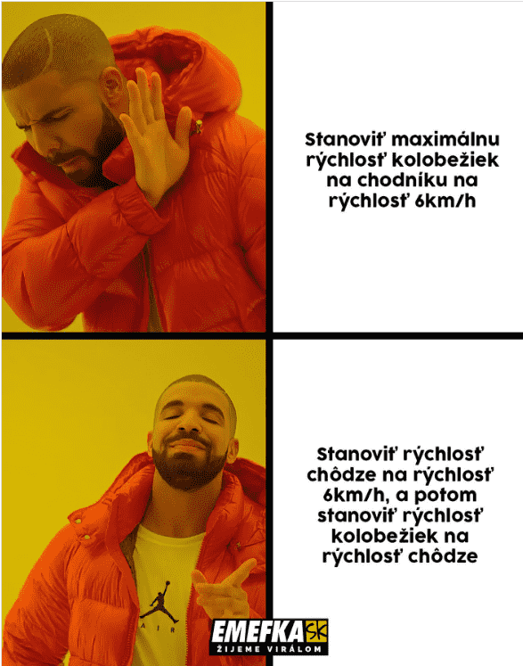 Vtip narážející na zavedení rychlosti chůze na Slovensku