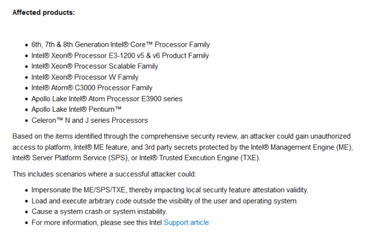 Informace Intelu k bezpečnostním chybám v Intel Management Engine