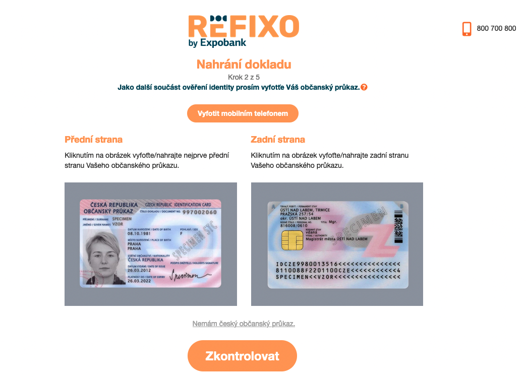 Expobank. Proces žádosti o refinancování je plně digitální a probíhá online.