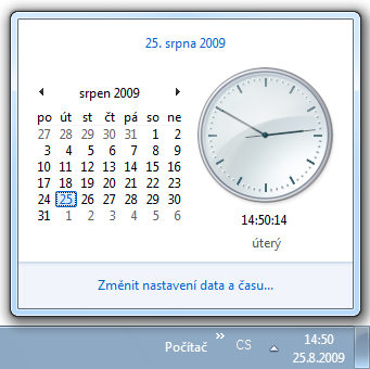 <p>Windows 7 - Kalendář na hlavní liště</p>