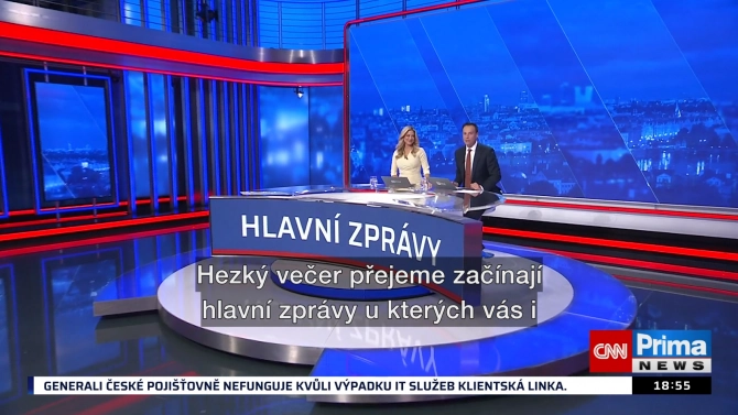 Vysílání CNN Prima News doprovázejí automaticky generované titulky