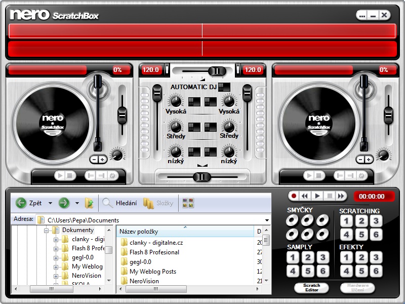 <p>ScratchBox je součástí aplikace SoundTrax, ve které si můžete namixovat vlastní hudbu</p>
