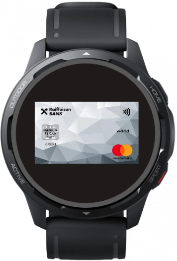 Xiaomi Pay pro hodinky a náramky Xiaomi s platební kartou Raiffeisenbank. K nahrání karty se používá mobilní aplikace Mi Fitness od Xiaomi (2. 10. 2024)