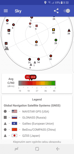 Satelity na mapě oblohy