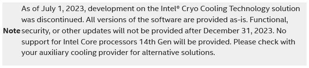 Oznámení o zrušení Intel Cryo Cooling Technology