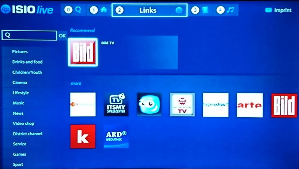 Technisat Digipal Isio HD - Internet Isio Live, tlačítko WWW