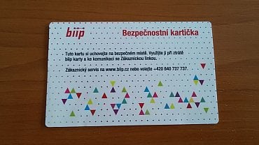 Bezpečnostní kartička biip.