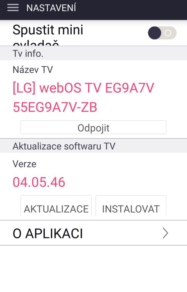 Dálkový ovladač - aplikace LG TV Plus