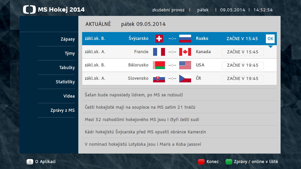 Hybridní aplikace "MS v hokeji 2014"