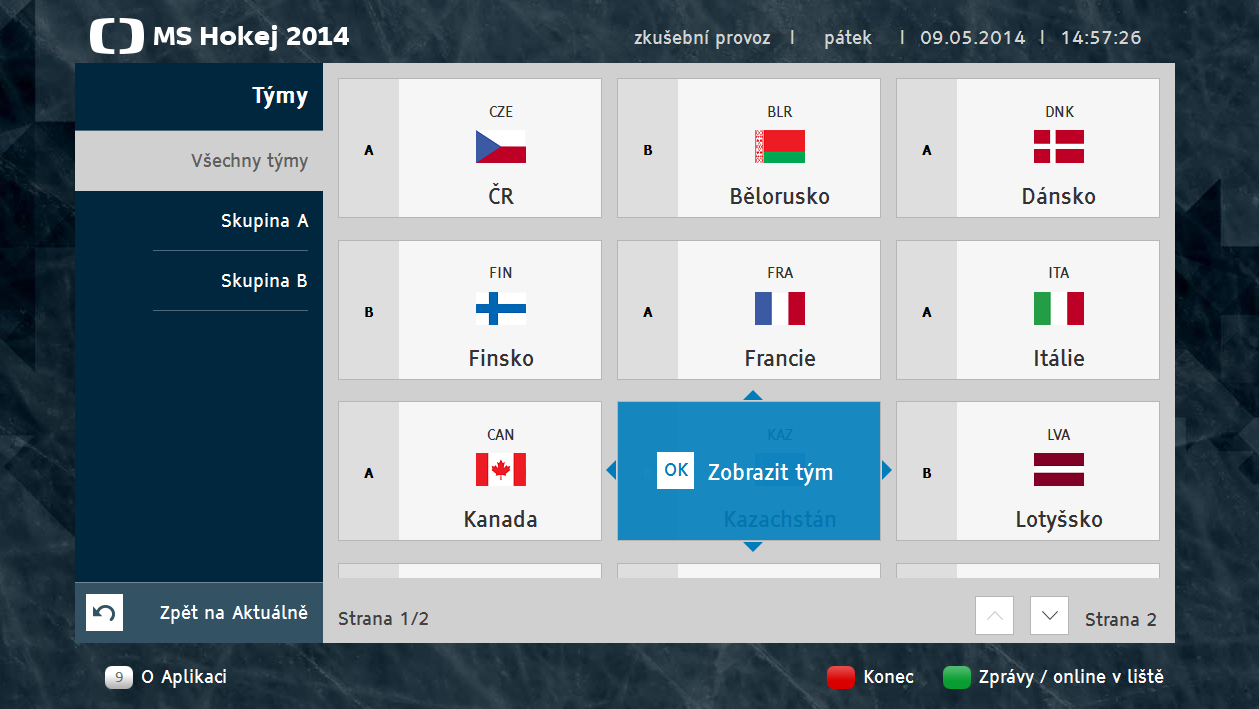 Hybridní aplikace "MS v hokeji 2014"