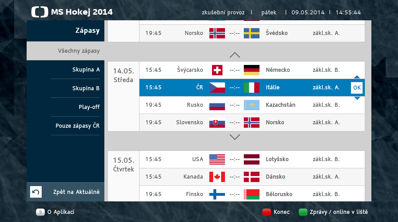 Hybridní aplikace "MS v hokeji 2014"