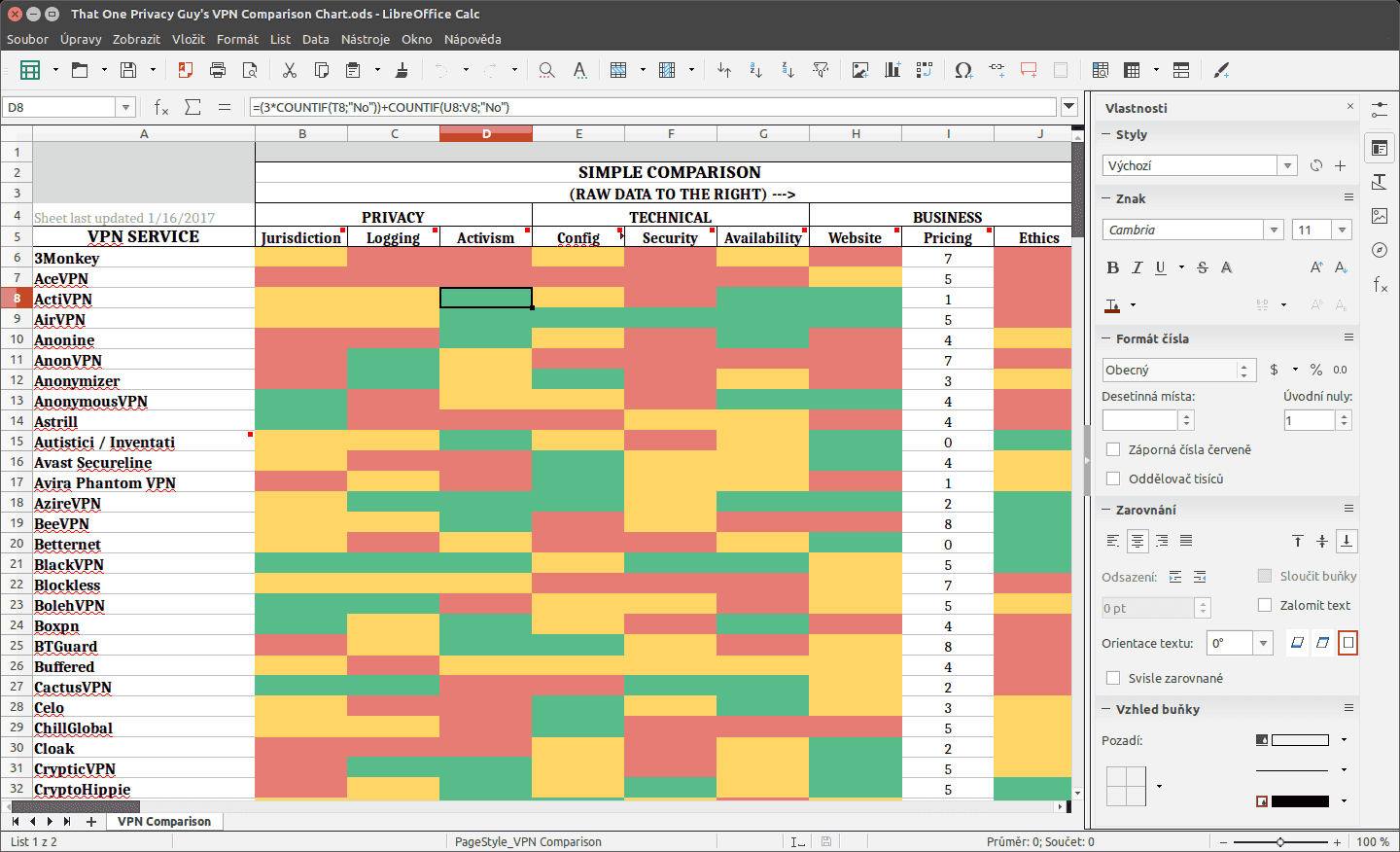 LibreOffice: rozhraní Sidebar