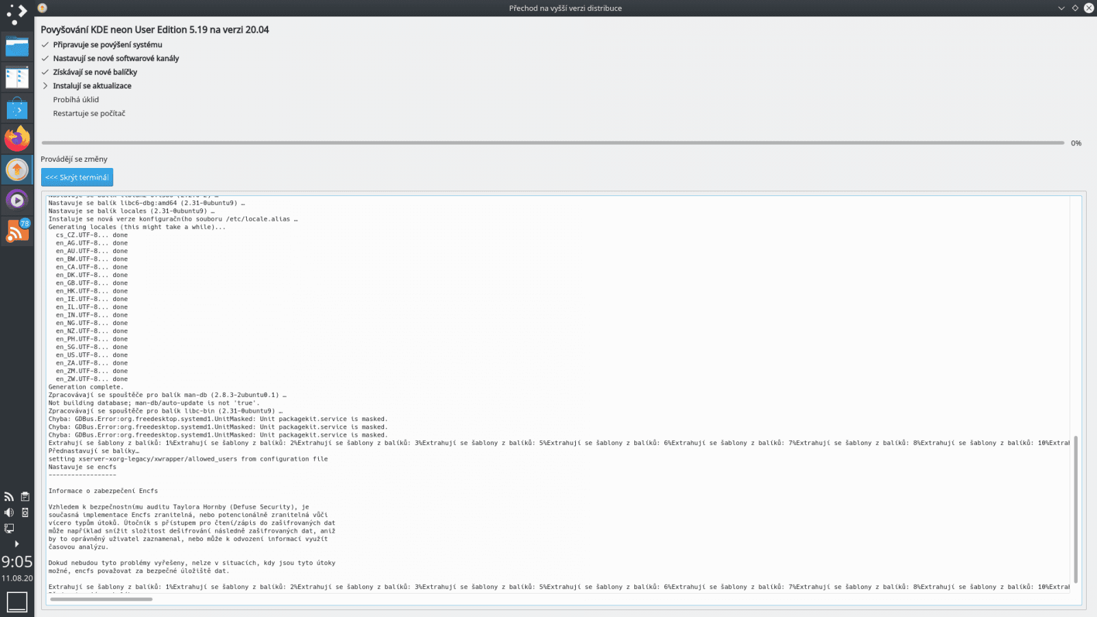 Aktualizace KDE neon ns 20.04 LTS