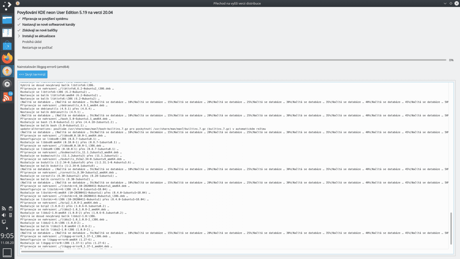 Aktualizace KDE neon ns 20.04 LTS