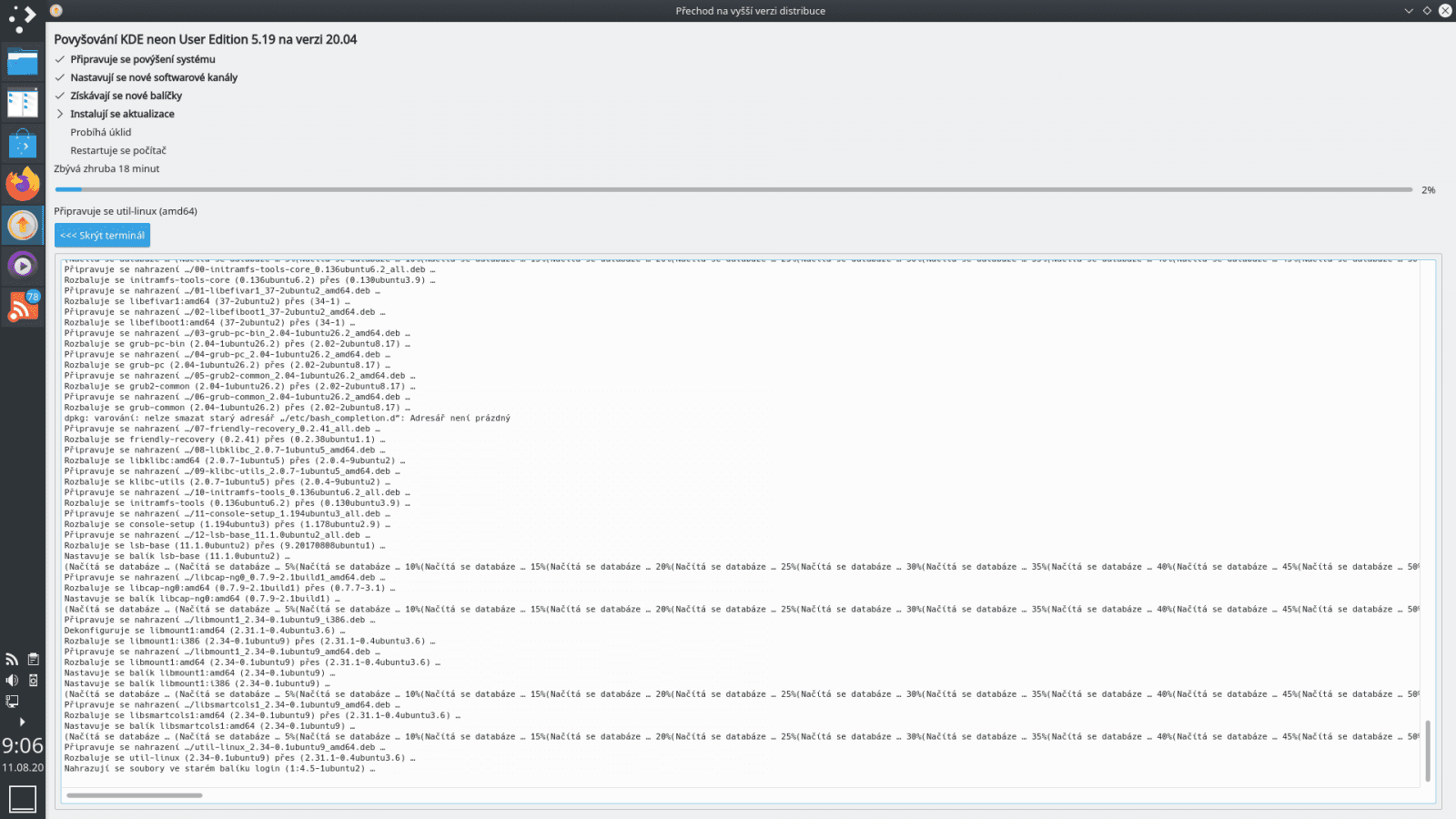 Aktualizace KDE neon ns 20.04 LTS
