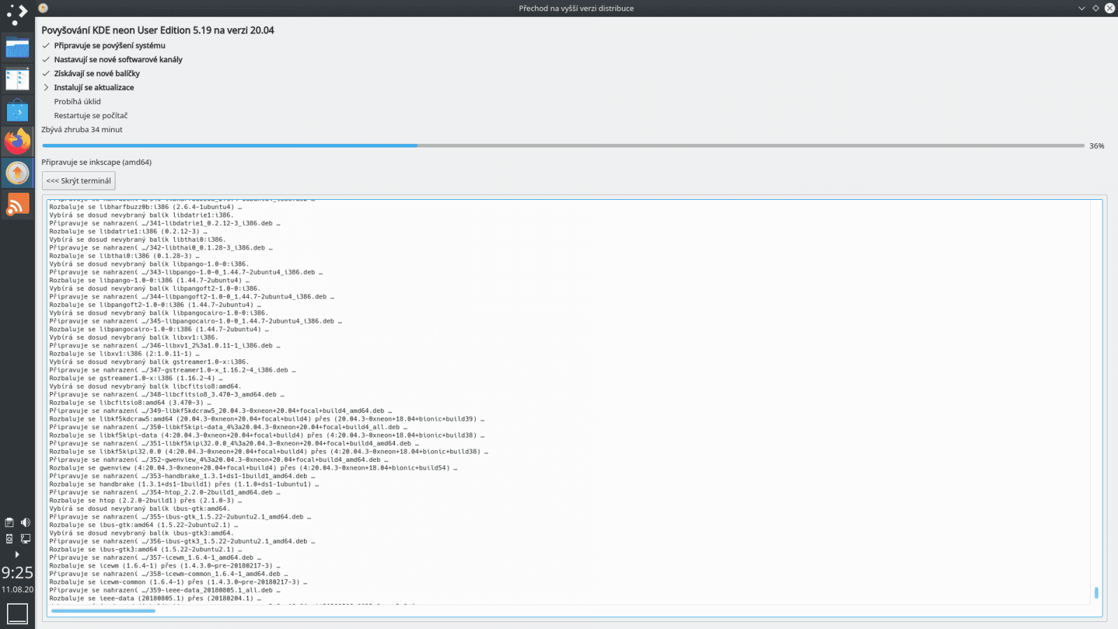 Aktualizace KDE neon ns 20.04 LTS