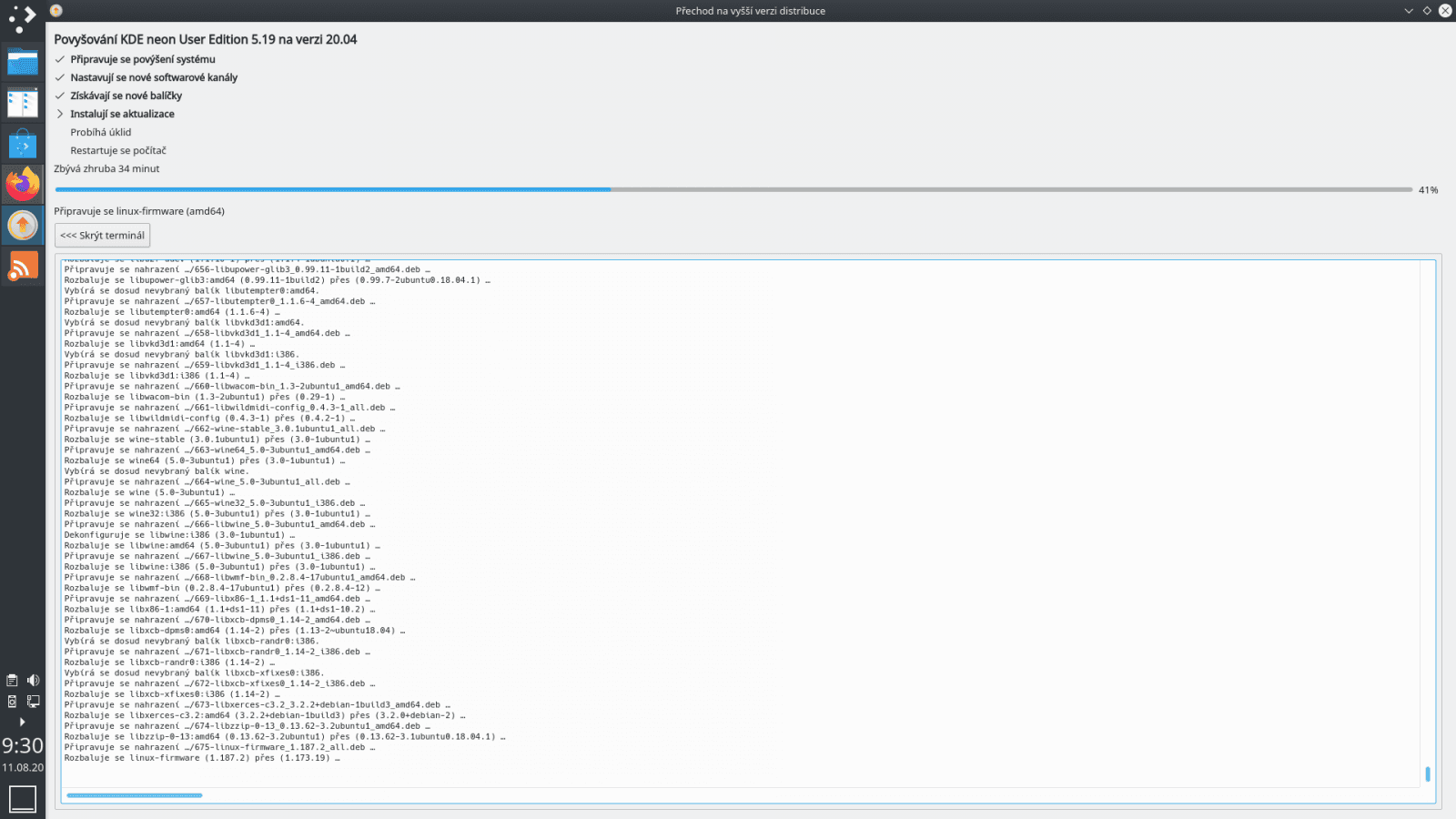 Aktualizace KDE neon ns 20.04 LTS