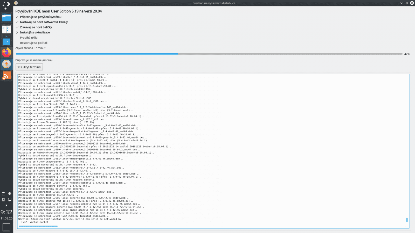 Aktualizace KDE neon ns 20.04 LTS