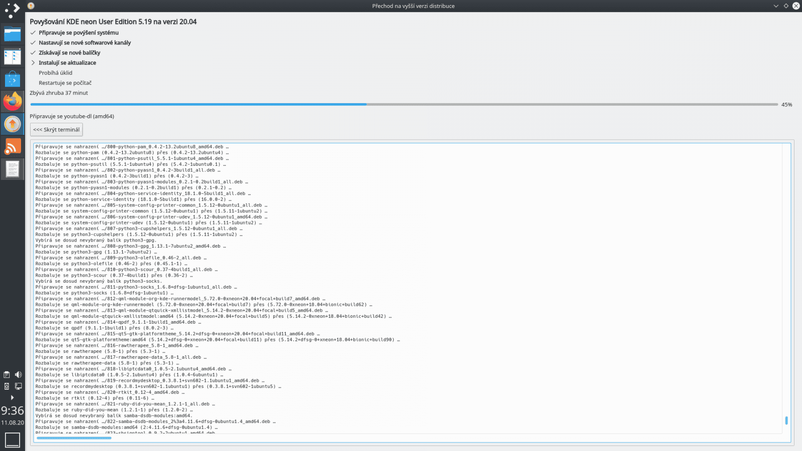 Aktualizace KDE neon ns 20.04 LTS