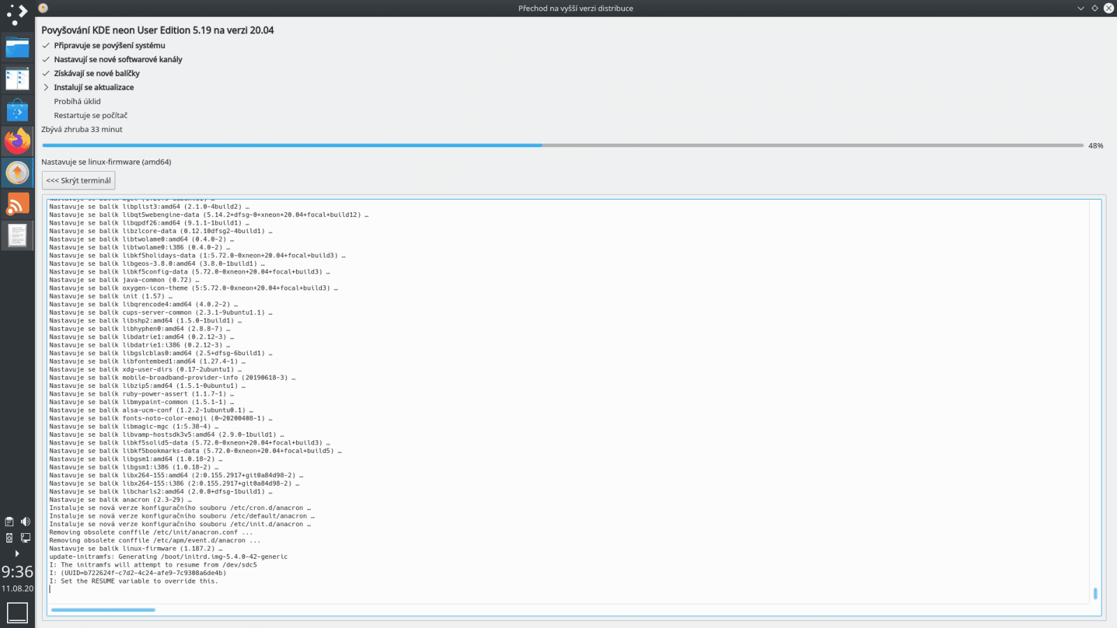 Aktualizace KDE neon ns 20.04 LTS