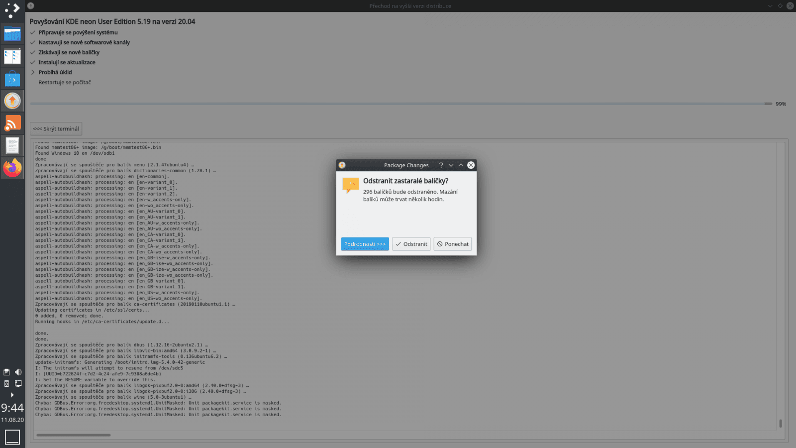 Aktualizace KDE neon ns 20.04 LTS
